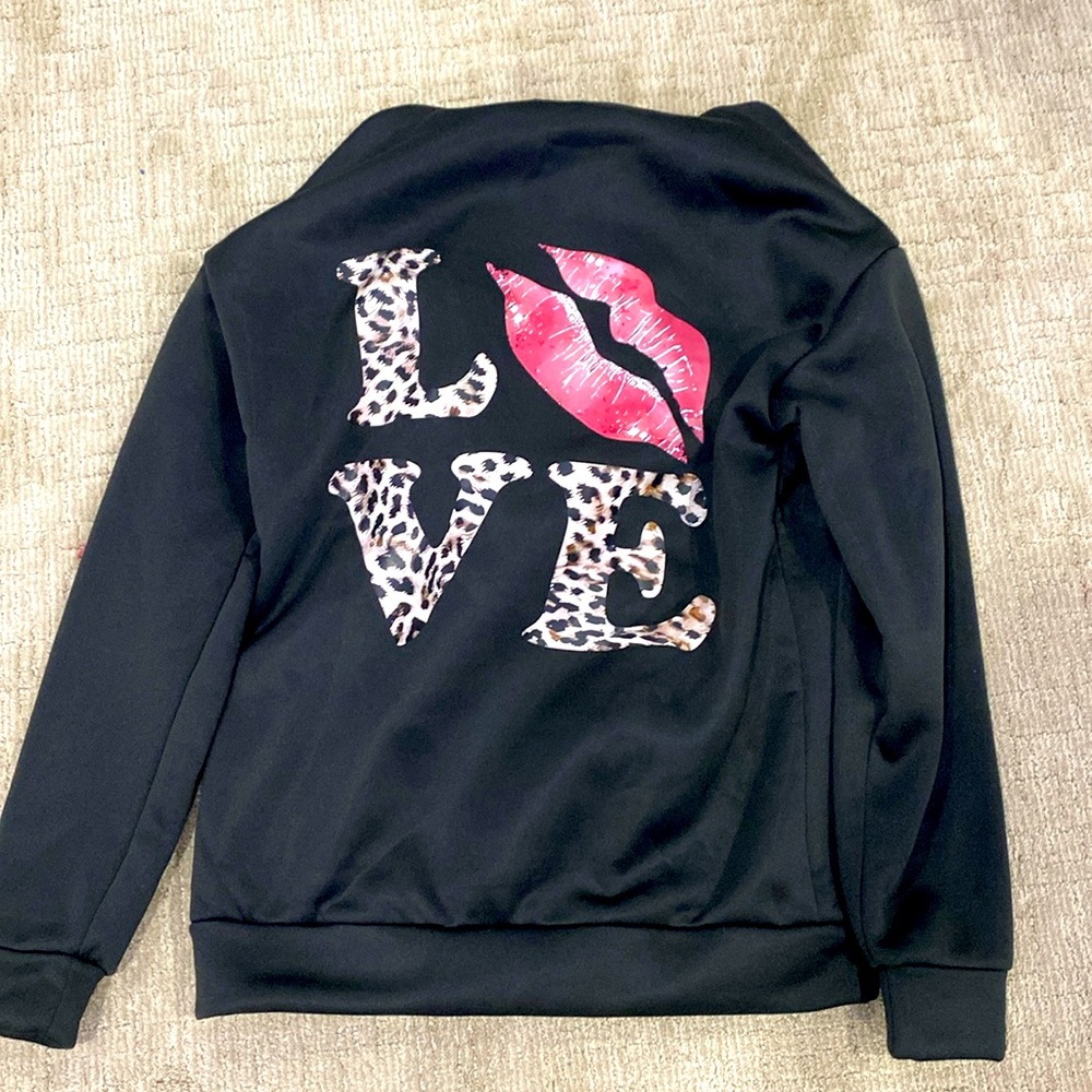 Black Cheeta Print LOVE Hoodie